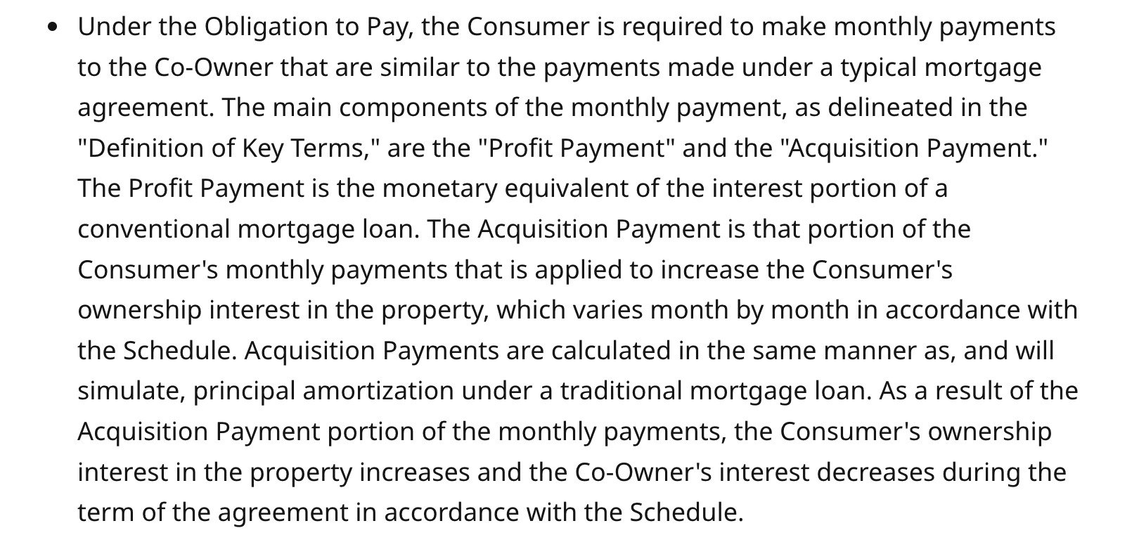 Massachusetts ruling describing the Profit Payment and Acquisition Payment.